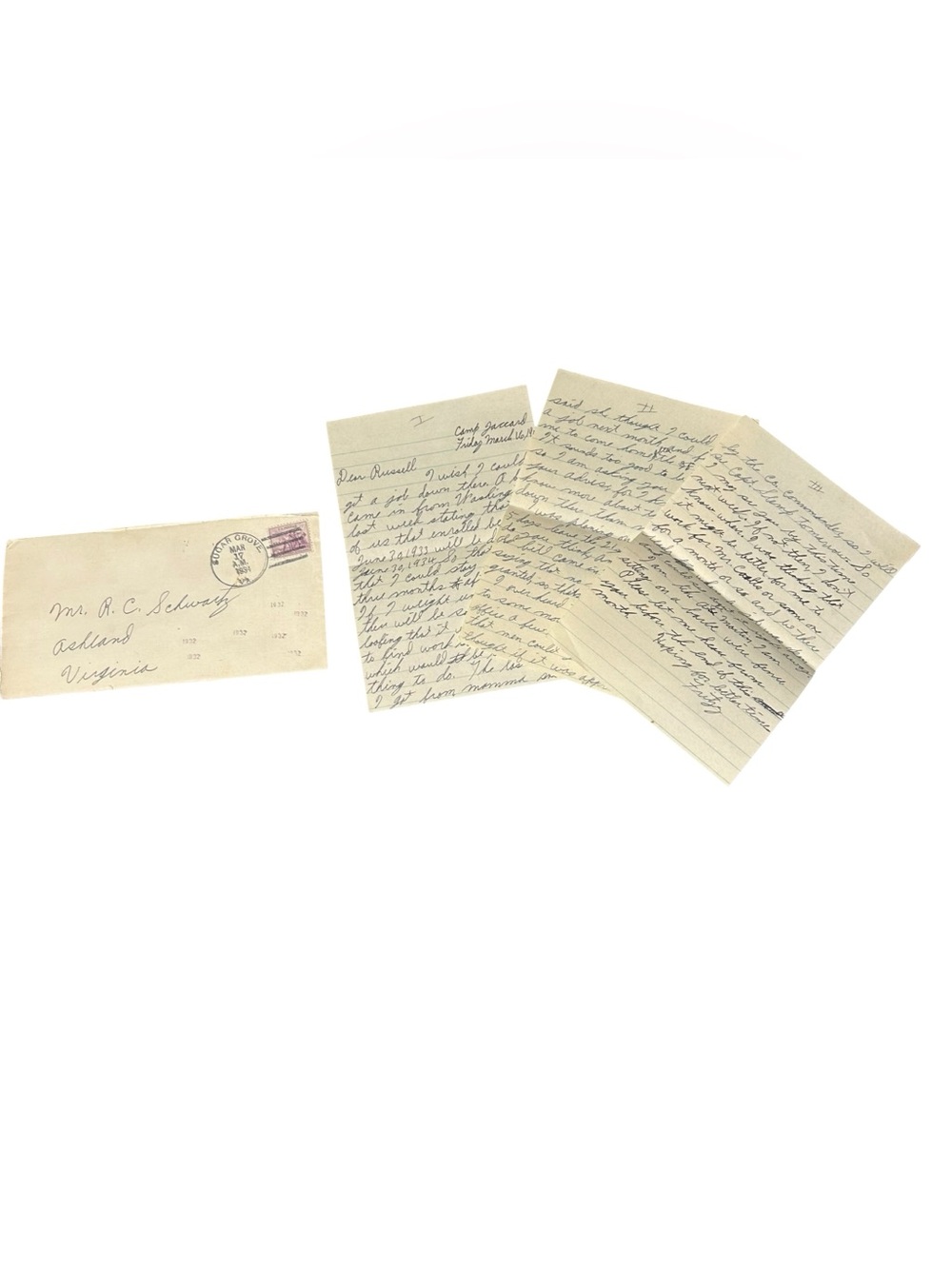 1934 CCC Camp Jaccard Co 358 Sugar Grove VA Depression Era Letter Ephemera